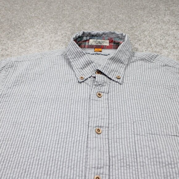 Tailor Vintage Flip Cuff Shirt Mens XL Gray Cotton/Linen Blend L/S Button Down - Picture 5 of 15